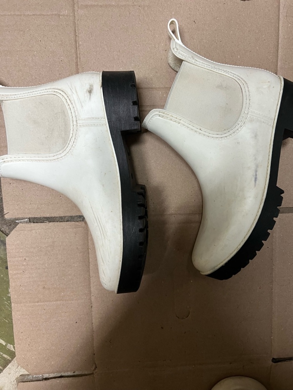 Nine West White Chelsea Lug Sole Ankle Booties